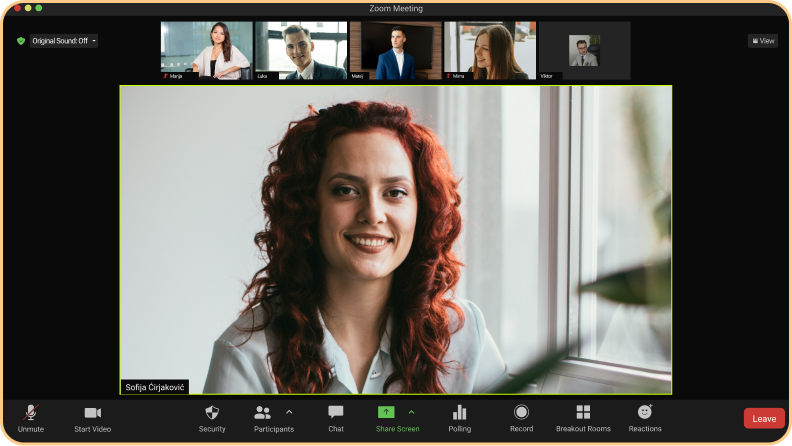 Zoom sastanak — Sofija Ćirjaković drži webinar